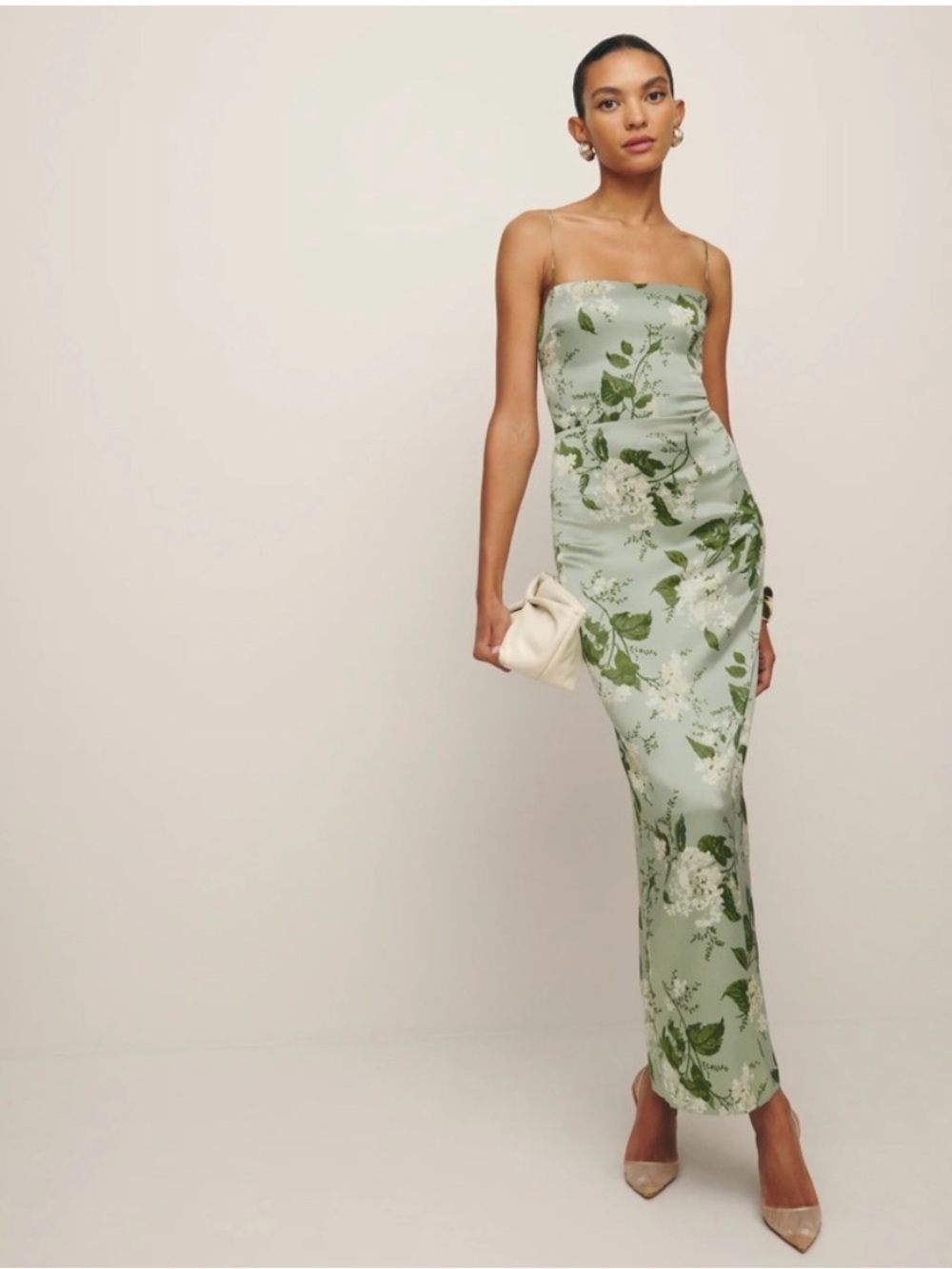 Reformation Sage Green Floral Maxi Dress